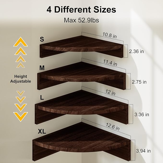 Alsonerbay Corner Shelf Wall Mount, Floating Shelves - Image 3