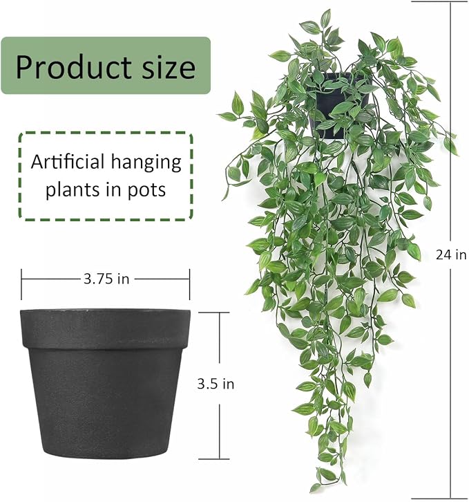 Artificial Hanging Plants Fake Small Potted Plants Faux Mandala Vines Plastic - Image 3
