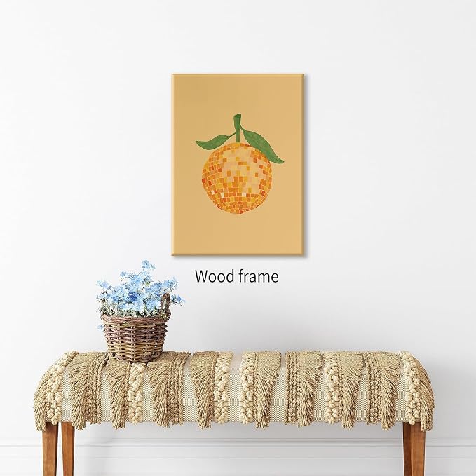 Retro Funky Orange Canvas Wall Art Fashion Disco Ball Aesthetic Posters 16X24 - Image 4