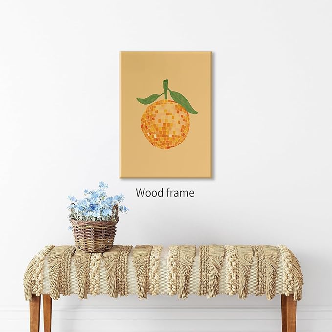 Retro Funky Orange Canvas Wall Art Fashion Disco Ball Aesthetic Posters 24X36 - Image 4