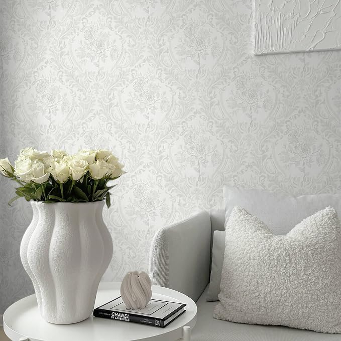 Ismoon Floral Peel and Stick Wallpaper Grey Contact Paper Boho Watercolor - Image 2