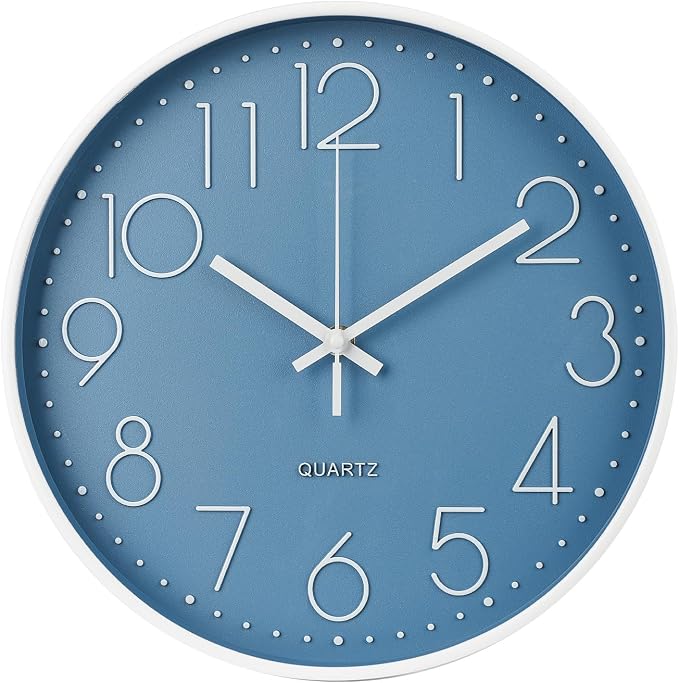 Wall Clock 10 Inch Non-Ticking Silent Modern Simple Style Round Decor Clock by BAKBRAND