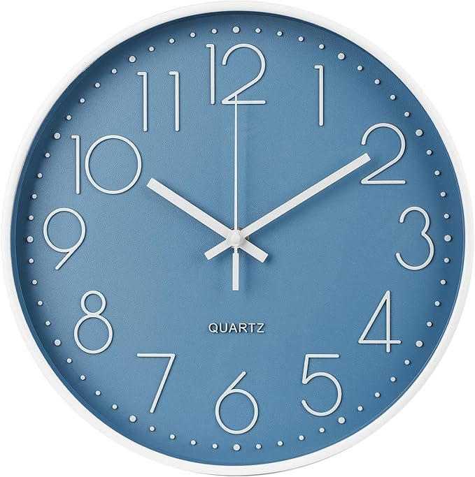 Wall Clock 12 Inch Non-Ticking Silent Modern Simple Style Round Decor Clock by BAKBRAND