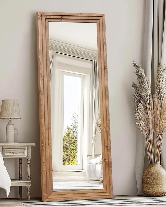 Full Length Mirror 65"x24" Solid Wood Frame Floor Large Mirror - Image 7
