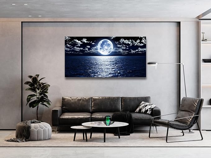 Cao Gen Decor Art S06975 Wall Art Canvas Prints Moon Sea Ocean Landscape 1 - Image 6