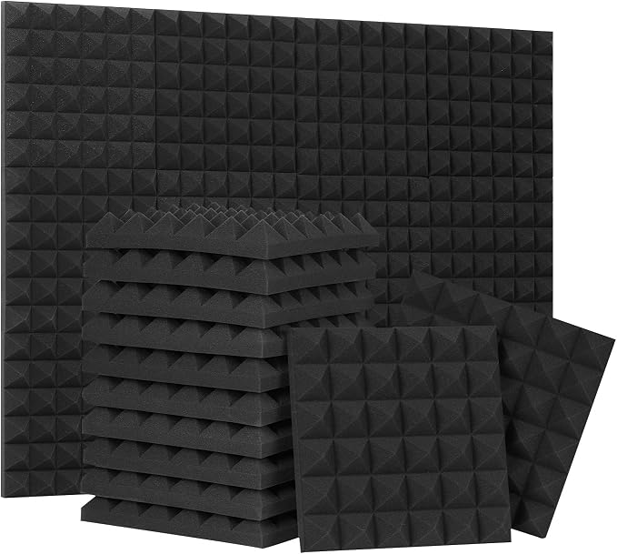 24 Pack-12 x 12 x 2 Inches Pyramid Designed Acoustic Foam Panels, Sound Proof by SODOCT