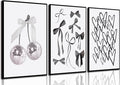 BOKPEN 3pcs Black and White Trendy Preppy Wall Art Bows Disco Ball Many Heart by bokpen