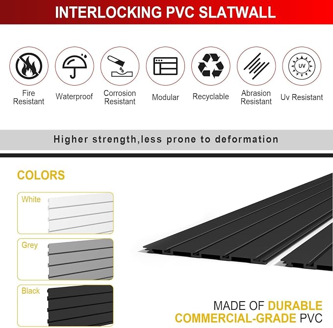4'H x 4'W Slatwall Panel Garage Wall Organizer - Image 4