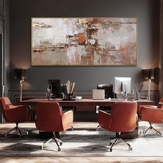 Brown and Gold Canvas Wall Art Colorful Abstract Minimalist Framed Prints - Image 6