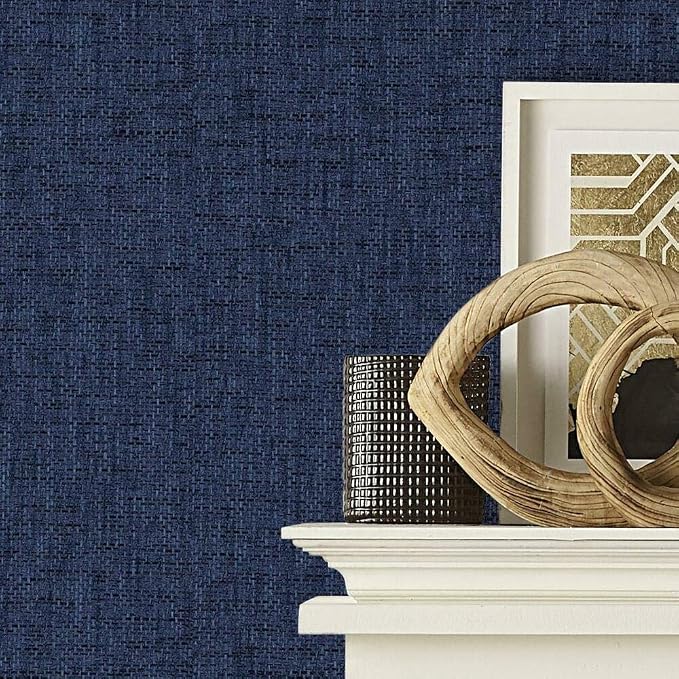 RoomMates RMK11698RL Navy Faux Grasscloth Weave Non-Textured Peel and Stick - Image 8