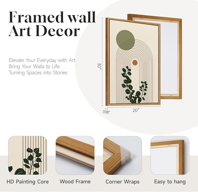 3 Piece Large Framed Abstract Boho Wall Art - Image 6