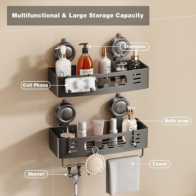 Voldra Shower Caddy Suction Cup, Shower Shelves - Image 7