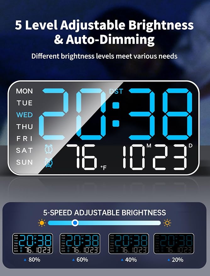 MASHI 8.4''Large Digital Wall Clock, Led Alarm Clock - Image 4