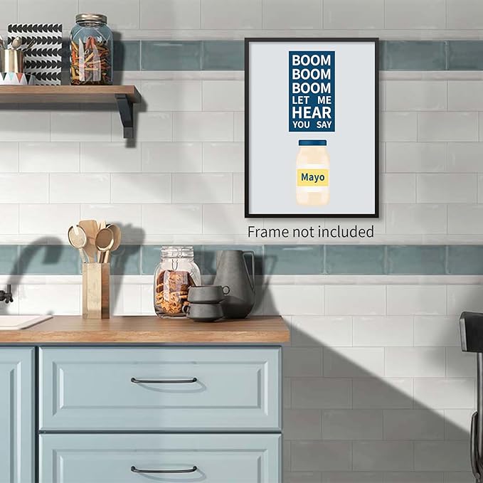PDFI Kitchen Canvas Wall Art Vintage Mayonaise Jar Prints Funny Kitchen Signs - Image 3