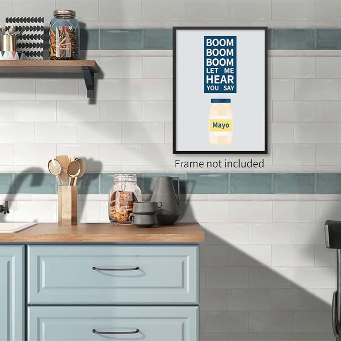 PDFI Kitchen Canvas Wall Art Vintage Mayonaise Jar Prints Funny Kitchen Signs - Image 3