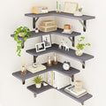 Fixwal Corner Floating Shelves Set of 5, Rustic Wood Wall Mounted Corner Shelf by Fixwal