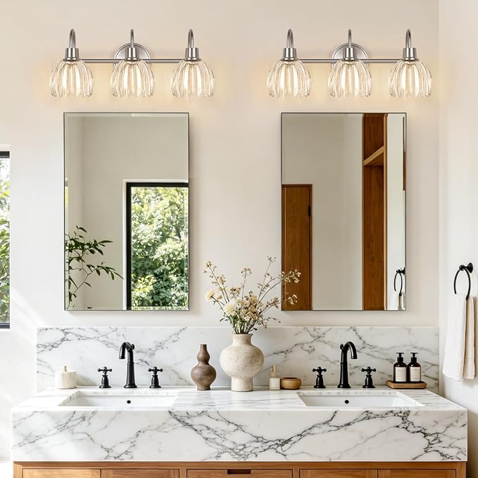 3-Light Bathroom Light Fixtures, Brushed Nickel Wall Lights - Image 8
