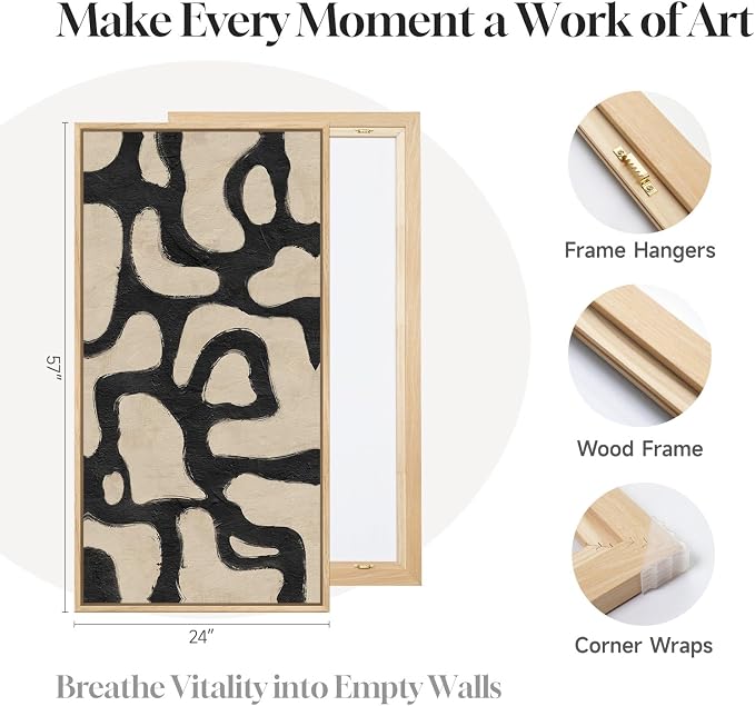 Framed Neutral Horizontal Abstract Wall Art - Image 6