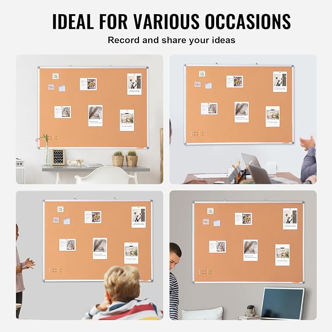 VEVOR 48"x36" Large Cork Board – Wall-Mounted Bulletin Board - Image 7