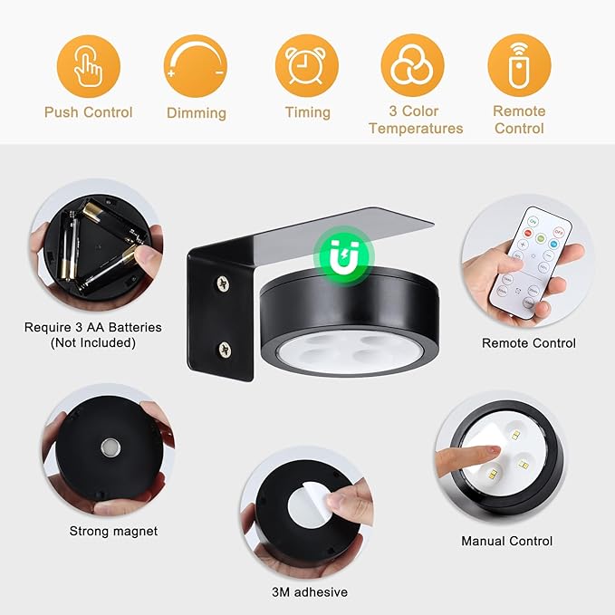 KELUOLY 4-Pack Picture Light Battery Operated - Image 3