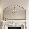 Besdomus Large Scalloped Gold Mirror: 47"x31" Modern Minimalist Wood Frame Wall by Besdomus