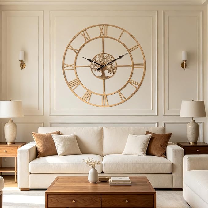 48 Inch Large Wall Clock for Living Room – Bronze Metal Clock - Image 3