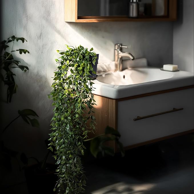 Artificial Hanging Plant 2 Pcs Faux Plant Ivy Vine Faux Eucalyptus Vines Fake - Image 7