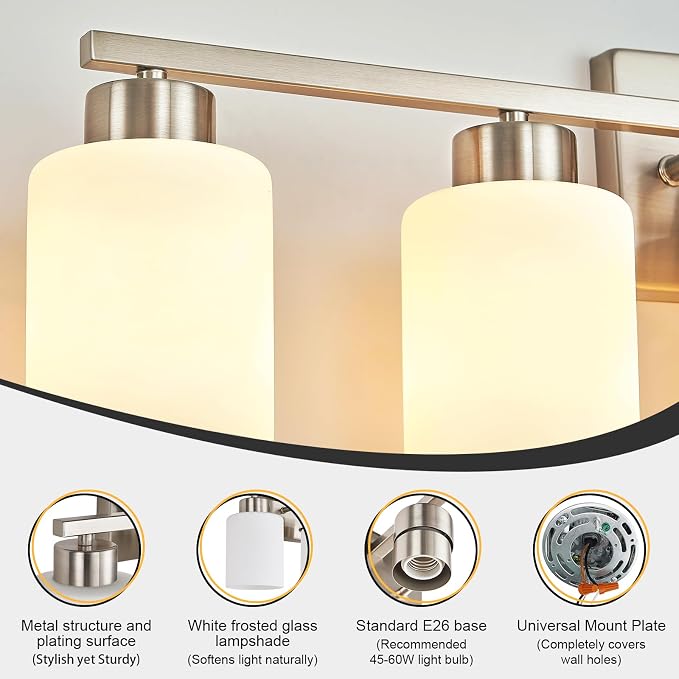 FonmYim Brushed Nickel Bathroom Light Fixtures, 5-Light Modern Vanity Light - Image 7
