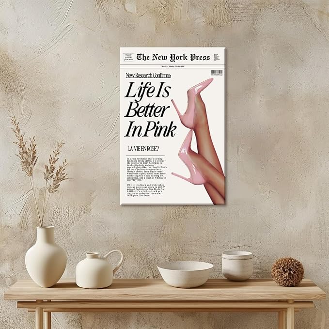 Trendy Baby Pink Poster 70s Canvas Prints The New York Press Wall Art Life Is - Image 4