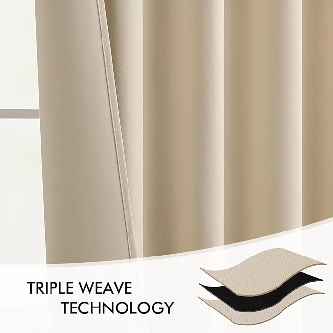 MIULEE Back Tab Cream Beige Curtains 84 Inch Length 2 Panels Set - Image 7