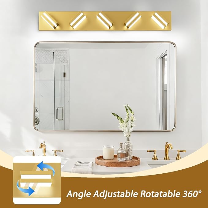 IZORRO LED Modern Bathroom Lights Fixtures, Brushed Glod Acrylic Wall Lighting - Image 2