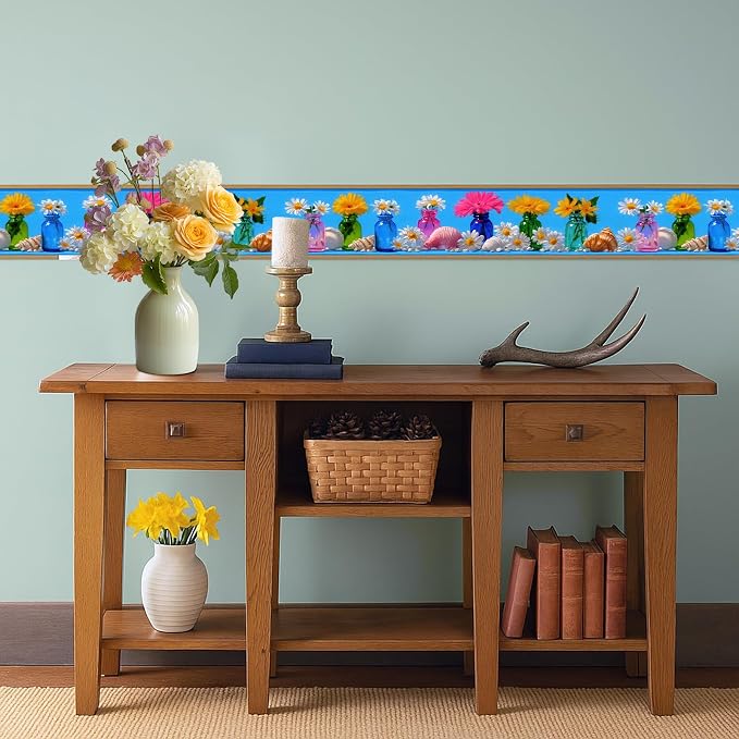 Wildflower Vase Wallpaper Border 196x4 Inch Removable Wall Border Peel and - Image 6