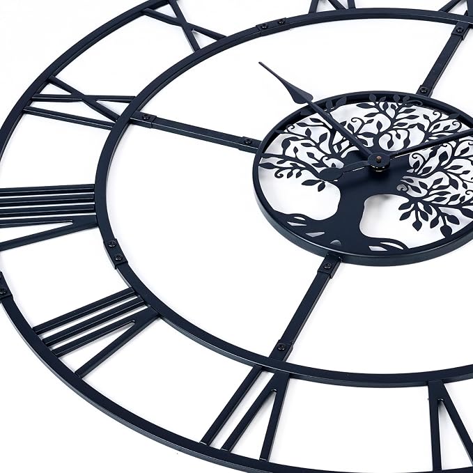 48 Inch Large Wall Clock for Living Room– Black Metal Clock - Image 4