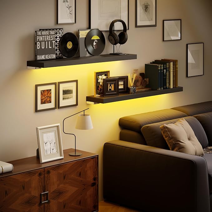 BAMEOS LED Floating Shelves for Wall, Hanging Wall Shelves for Bedroom - Image 4