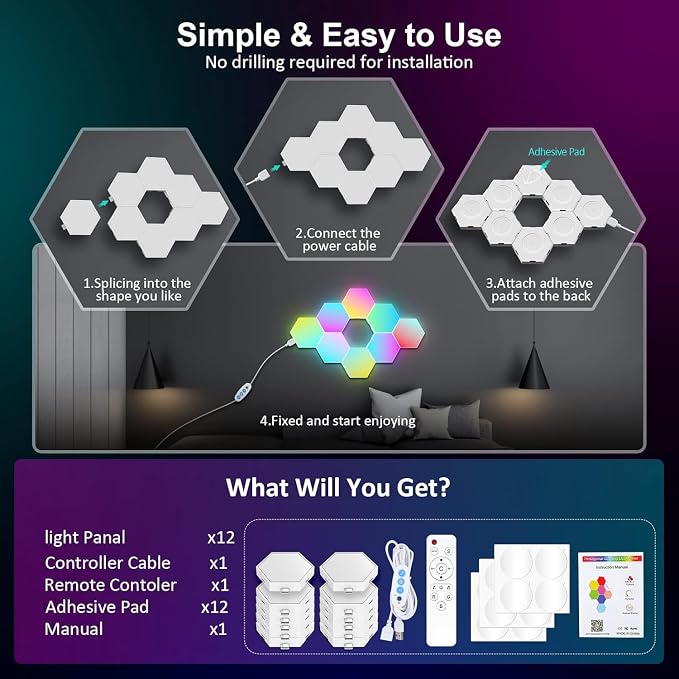 Kangtaixin Hexagon LED Lights 12 Pack - Image 7