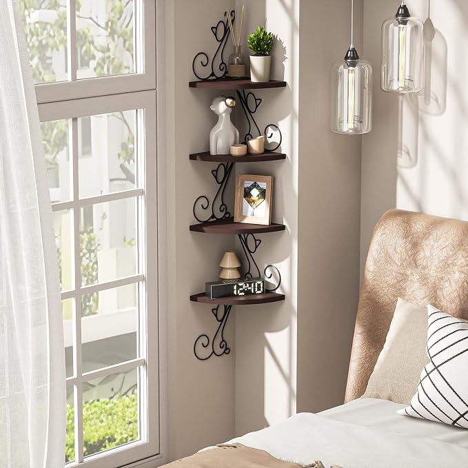 Alsonerbay Corner Shelf Wall Mount, 4 Tier Floating Shelves - Image 2