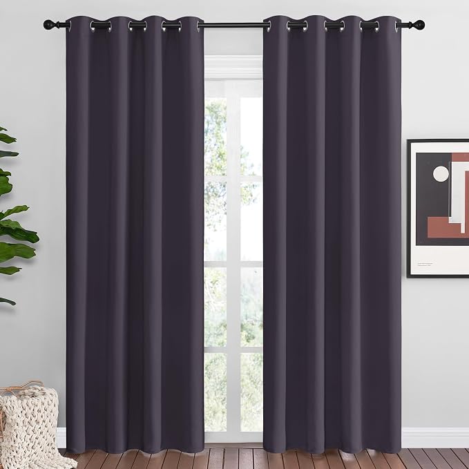 NICETOWN Greyish Purple Blackout Curtains 86 inches Length by NICETOWN