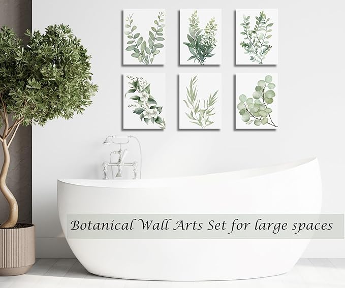 Induslyfe Framed Eucalyptus Sage Green Botanical Plant Wall Art Canvas Decor - Image 3