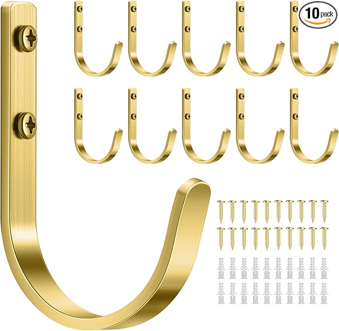 10 Pack Wall Hooks for Hanging Towel/Coat - 22LB Screw in Metal Hanger Wall by Josmimic
