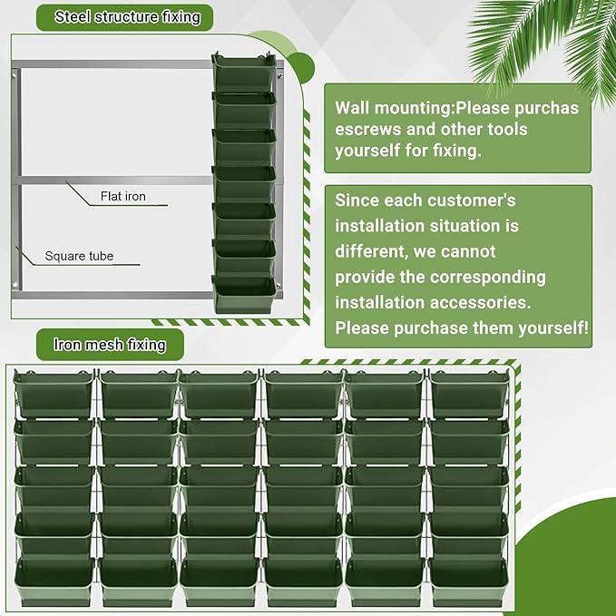 Briwooody 30 Set 60 Pocket Vertical Stackable Wall Planters Kit Outdoor Self - Image 5
