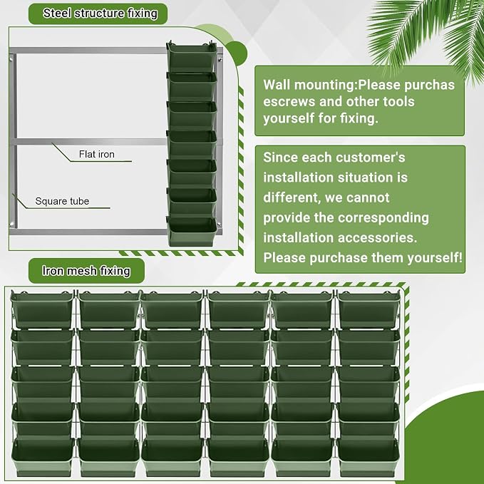 Briwooody 1 Set 2 Pocket Vertical Stackable Wall Planters Kit Outdoor Self - Image 4