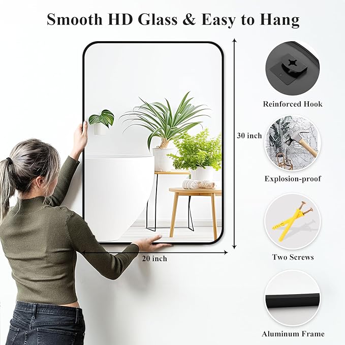 Fabuday Black Bathroom Mirror for Over Sink - Image 6