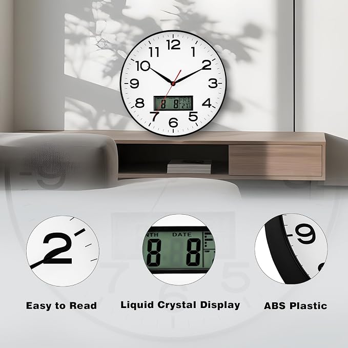 AKCISOT Wall Clock 12 Inch, Non-Ticking Silent Battery Operated Analog - Image 3