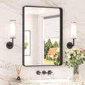 Keonjinn Black Bathroom Mirror, 20 x 30 Inch Rounded Rectangle Bathroom Mirrors by Keonjinn