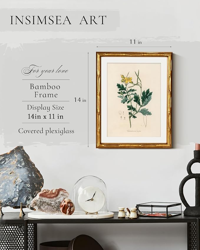 InSimSea Gold Bamboo Framed Canvas Wall Art, Kitchen Herbs Botanical Paintings - Image 3