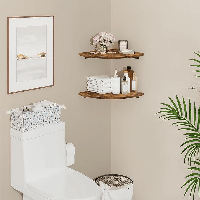 Homode Corner Shelf Wall Mount, 12 Inch Wood Floating Corner Shelves - Image 2