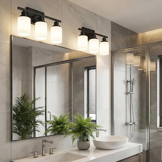 Ascher Bathroom Light Fixtures, 3-Light Vanity Light Over Mirror, Modern Matte - Image 9