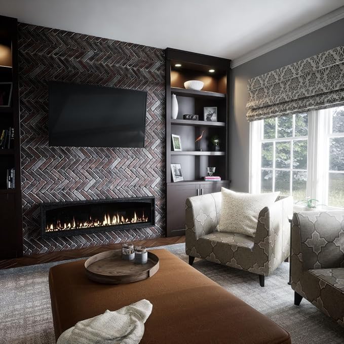EverStone Herringbone Faux Brick Panel, 46 1/2"W x 25 1/4"H x 1"D, Moon Rock - Image 11