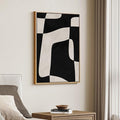 Framed Black and Beige Neutral Abstract Wall Art, Modern Canvas Prints by Cuspin