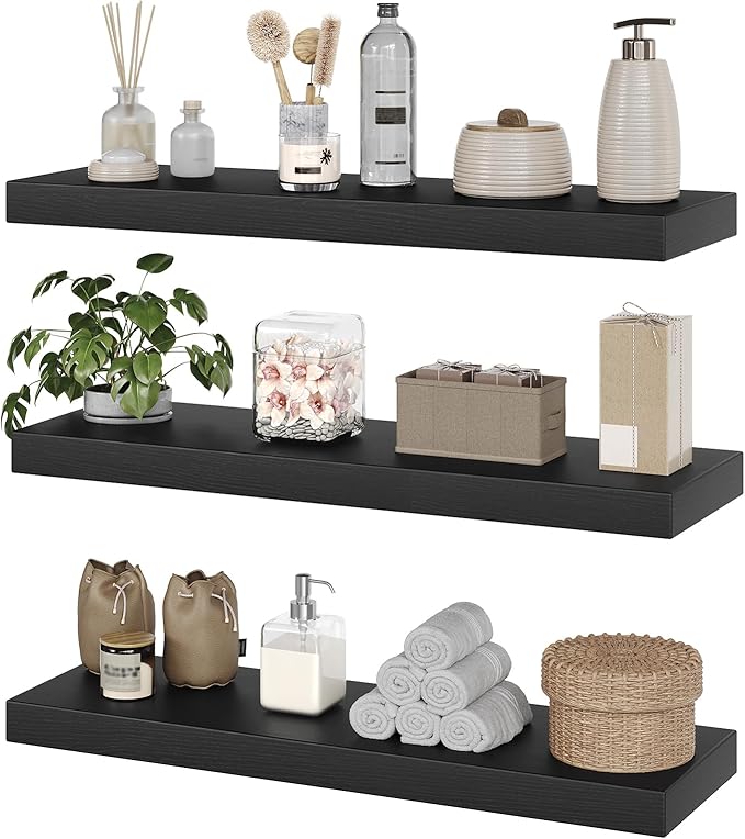 RALGEND Floating Shelves for Wall, 1.5" Thick Wall Shelf Set of 3 by RALGEND